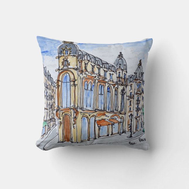 Buildings on Rue Reaumur, Paris, France Cushion (Front)