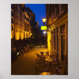 Buildings with 17th or 18th century facade and poster