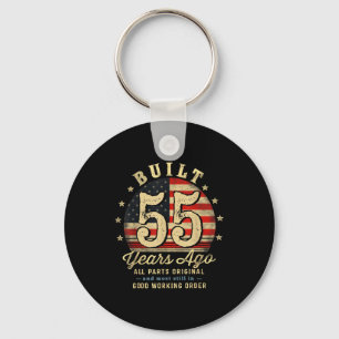 Built 55 Years Ago Funny 55th Birthday Usa Flag  Key Ring