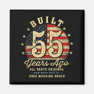 Built 55 Years Ago Funny 55th Birthday Usa Flag  Magnet