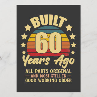 Built 60 Years Ago All Parts Original 60 Birthday Invitation