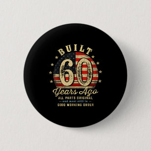 Built 60 Years Ago Funny 60th Birthday Usa Flag  6 Cm Round Badge