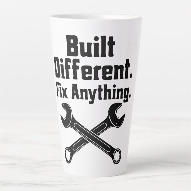 Built Different Fix Anything Mechanic Wrench  Latte Mug (Front)