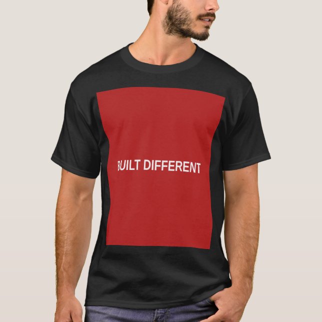 Built Different Red Box Logo Black T-Shirt (Front)