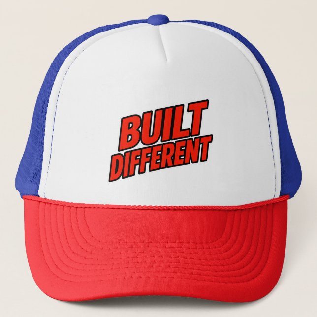 Built Different Trucker Hat – Bold Street Style (Front)
