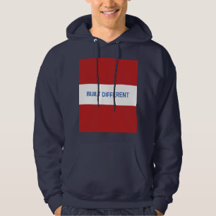 Built Different White Box Logo Blue Hoodie