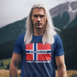 "Built Fjord Tough" and Norwegian Flag T-Shirt