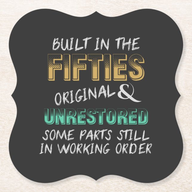 Built in the fifties paper coaster (Front)