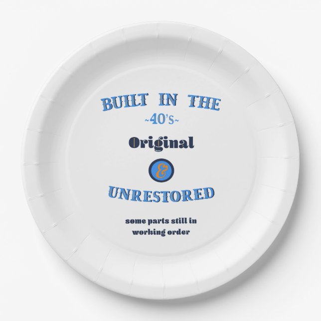 Built in the Forties Original Unrestored Paper Plate (Front)