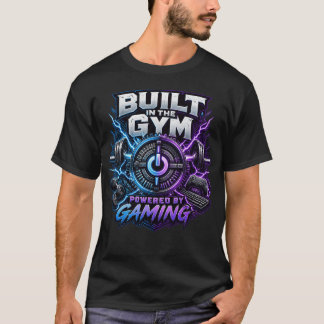 Built In The Gym Powered By Gaming: Neon Electric  T-Shirt