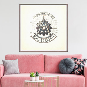 ​Built To Create   Vintage Engineering Compass & G Canvas Print