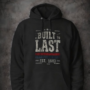 Built to Last Vintage 1983 Distressed Typography R Hoodie