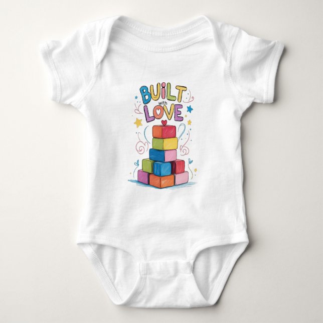 Built with Love Toy Blocks Baby Outfit Bodysuit (Front)