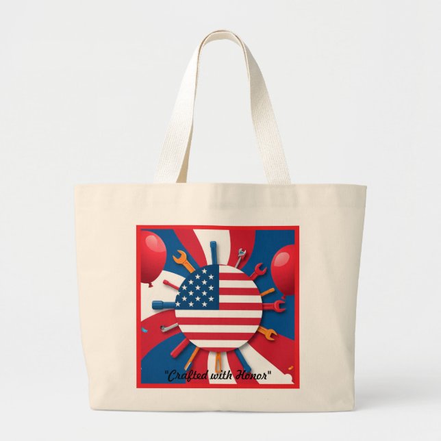 "Built with Pride" Large Tote Bag (Front)