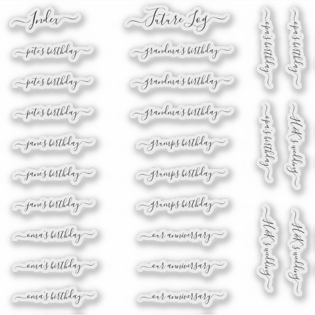 BuJo custom event stickers - Med - transparent (Front)