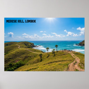 Bukit Merese Lombok Coastal Sunset Landscape Art Poster