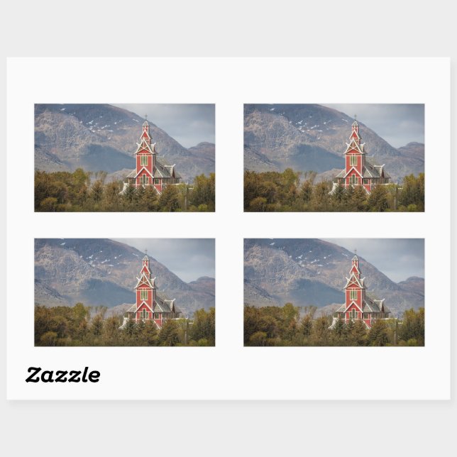 Buksnes Church Lofoten Rectangular Sticker (Sheet)