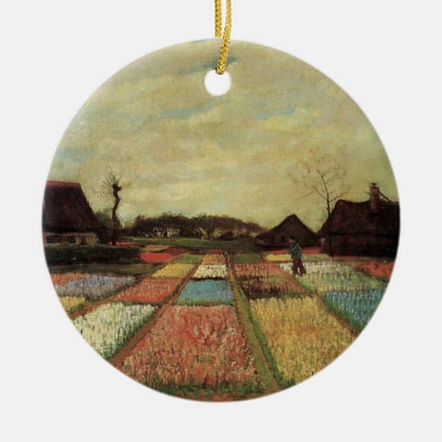Bulb Fields by Vincent van Gogh Ceramic Tree Decoration (Front)