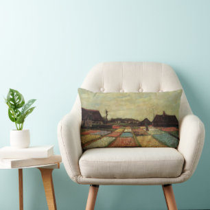 Bulb Fields by Vincent van Gogh Lumbar Cushion