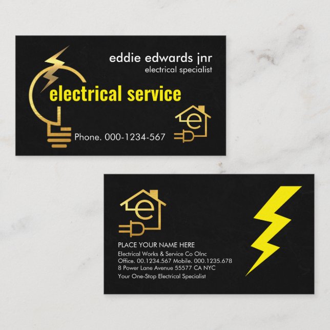 Bulb Lightning Power Electricity Business Card (Front/Back)