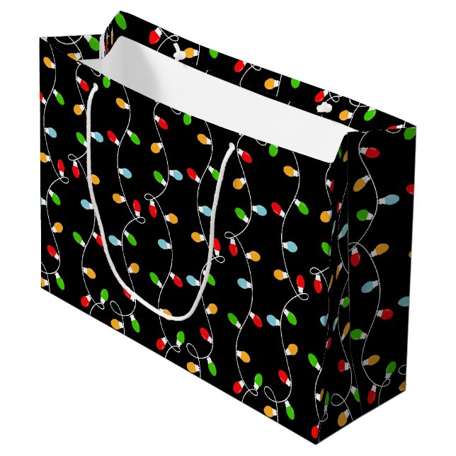 Bulbs Christmas Lights Large Gift Bag (Front Angled)