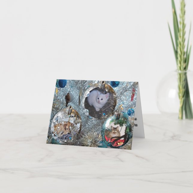 Bulbs on Tinsel Tree Card (Front)