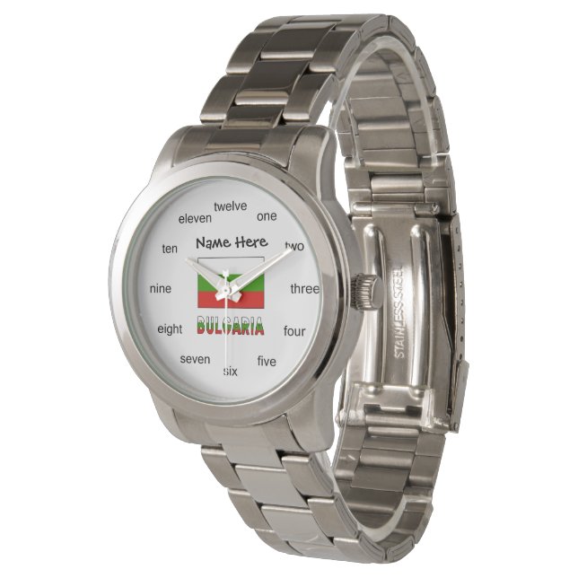 Bulgaria and Bulgarian Flag with Your Name Watch (Angled)