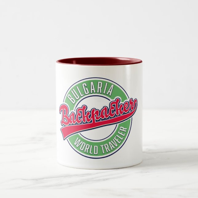 Bulgaria backpacker world traveller Two-Tone coffee mug (Center)