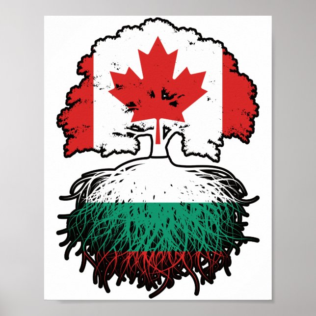 Bulgaria Bulgarian Canadian Canada Tree Roots Flag Poster (Front)
