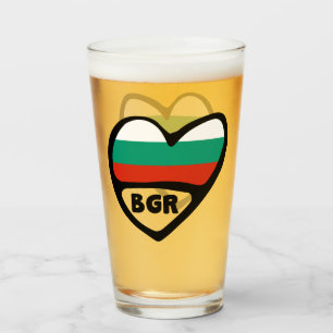 Bulgaria Country Code Flag Heart, BGR Glass