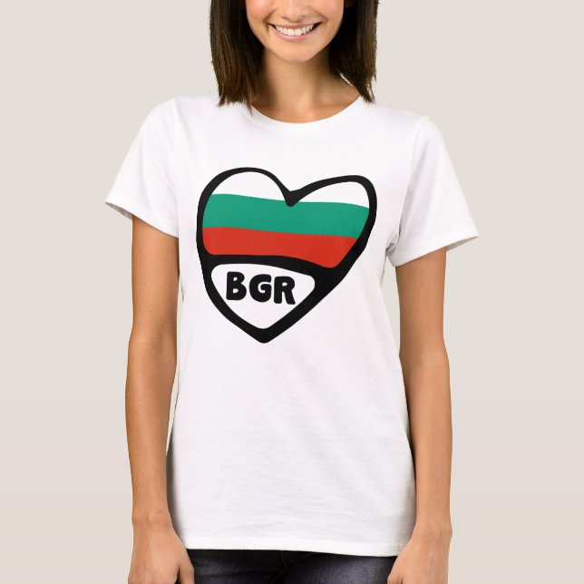 Bulgaria Country Code Flag Heart, BGR T-Shirt (Front)