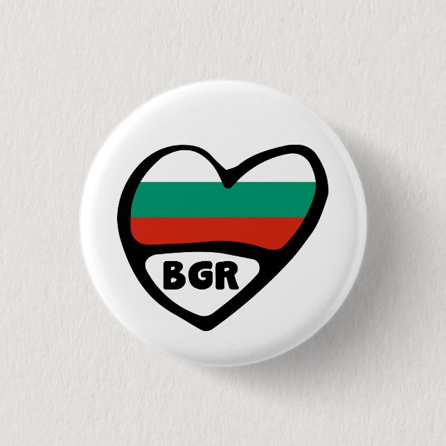 Bulgaria Country Code Flag Heart Pin Badge, BGR (Front)