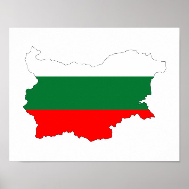 bulgaria country flag map shape silhouette symbol poster (Front)