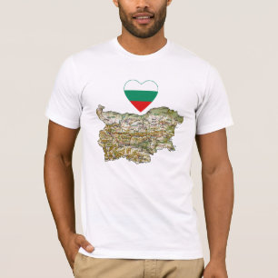 Bulgaria Flag Heart and Map T-Shirt