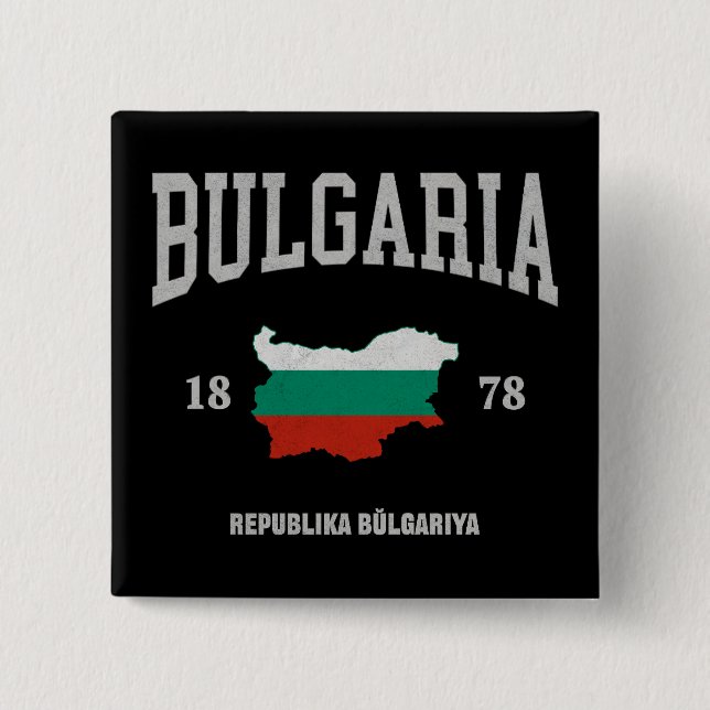 Bulgaria Flag Map 15 Cm Square Badge (Front)