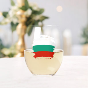 Bulgaria flag stemless wine glass