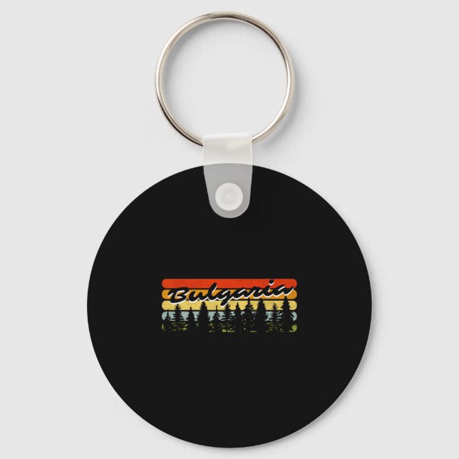 Bulgaria Forest Sunset Trees Cabin Vacation Souven Key Ring (Front)