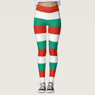 Bulgaria National Flag Colours Horizontal Striped Leggings