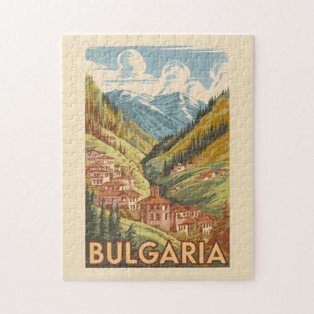 Bulgaria Painterly Illustration Travel Art Vintage Jigsaw Puzzle (Vertical)