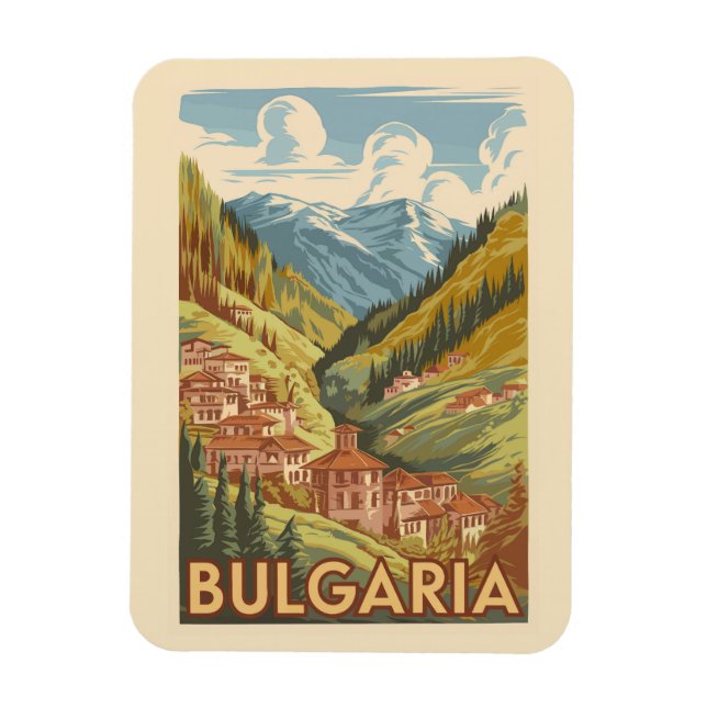Bulgaria Painterly Illustration Travel Art Vintage Magnet (Vertical)