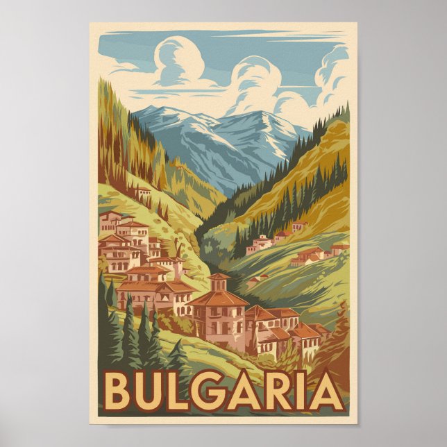 Bulgaria Painterly Illustration Travel Art Vintage Poster (Front)