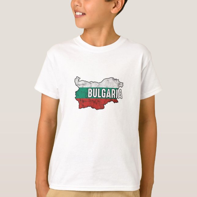 Bulgaria Patriotic Bulgarian Flag Map Symbol T-Shirt (Front)