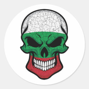 Bulgaria Smiling Skull Flag Classic Round Sticker