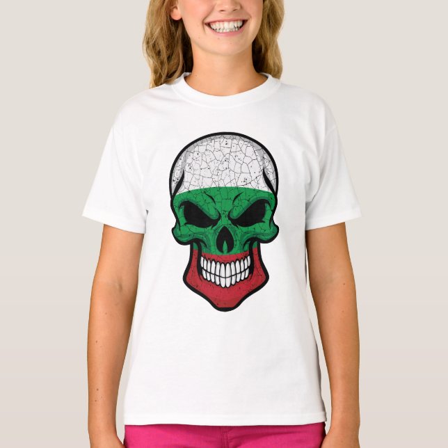 Bulgaria Smiling Skull Flag T-Shirt (Front)
