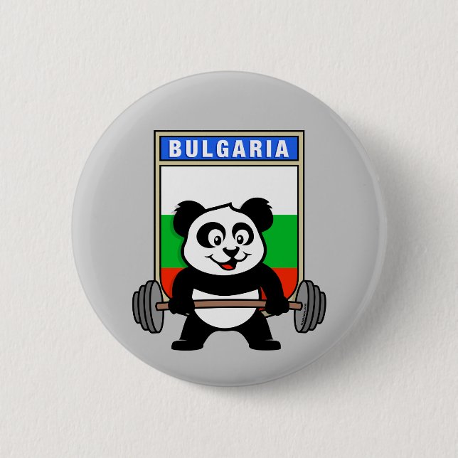 Bulgaria Weightlifting Panda 6 Cm Round Badge (Front)