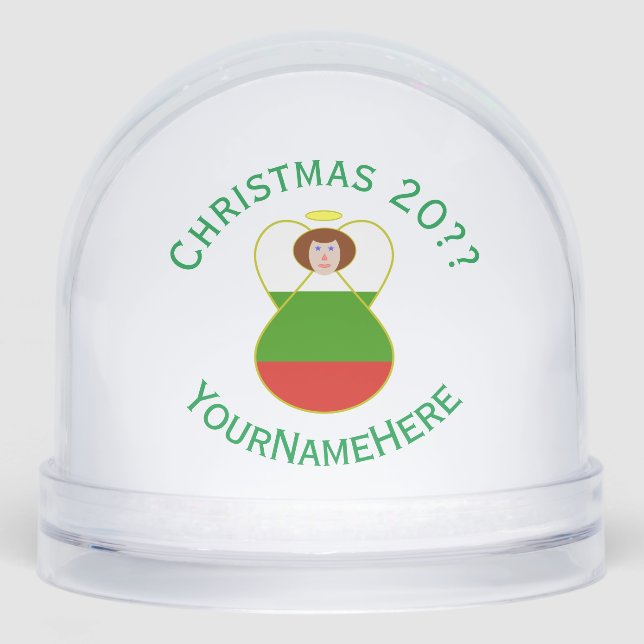 Bulgarian Angel Christmas Flag Personalised  Snowglobe (Front)