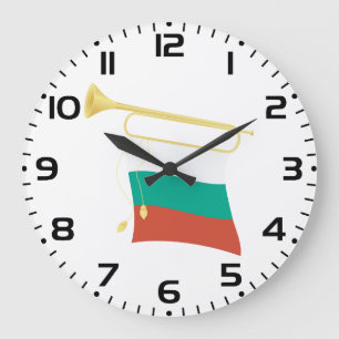Bulgarian Flag and Bugle Large Clock
