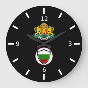 Bulgarian flag-coat arms large clock