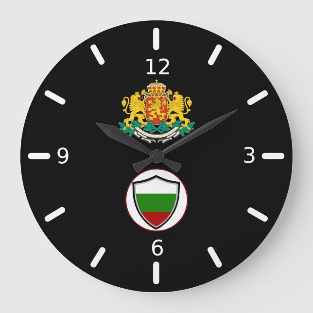 Bulgarian flag-coat arms large clock (Front)