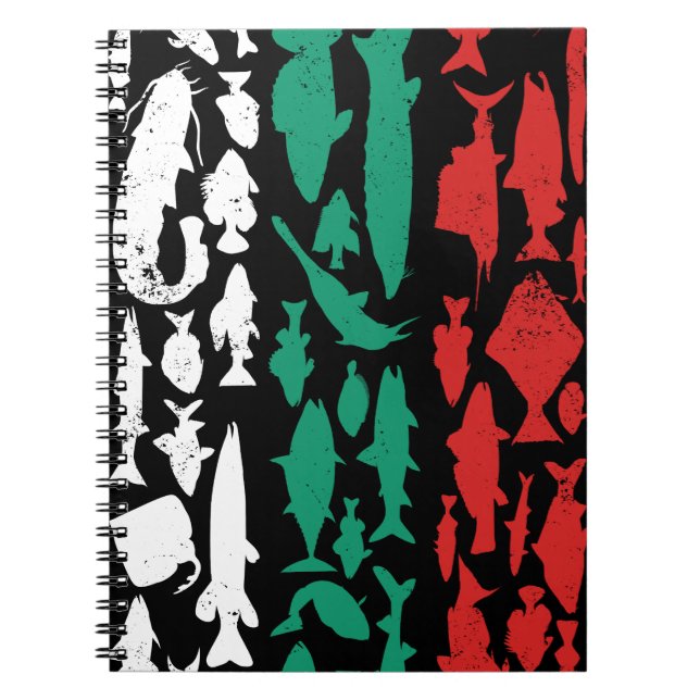 Bulgarian Flag Made of Fish – Fishing Design Notebook (Front)